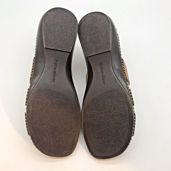 Naturalizer Risco Comfy Leather Slides Women's 8.5 Tan Open Toe Wedge Sandals - Picture 8 of 10